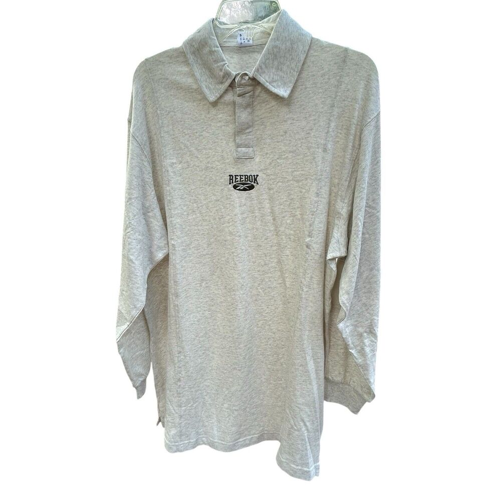NEW Reebok Women's Classics Tee Dress Polo Long Sleeve Gray Heather -‎ Small
